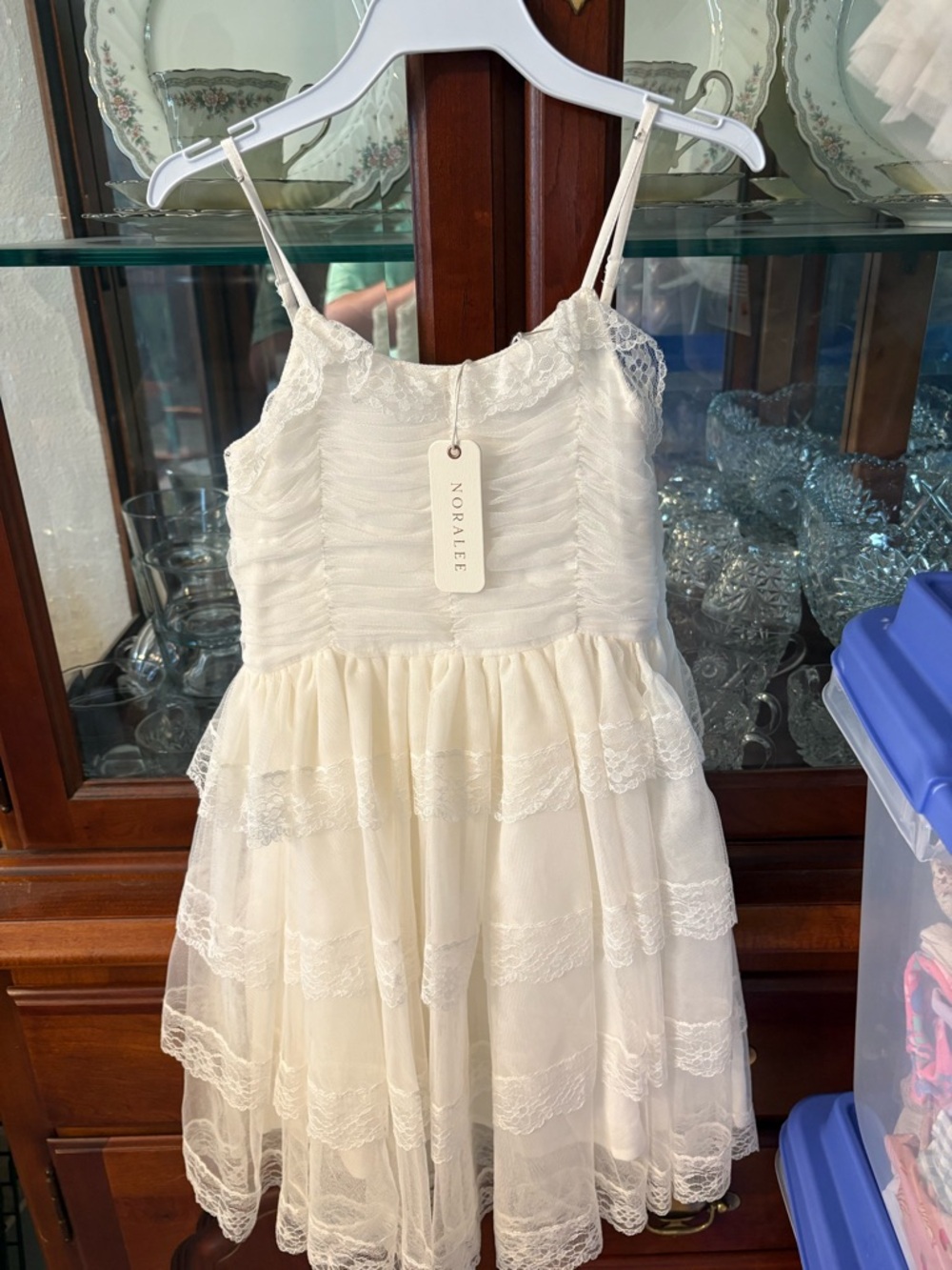 NoraLee Girls' Ivory Lace Tiered Dress